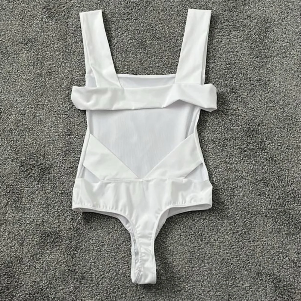 Free People White Square Neck Bodysuit